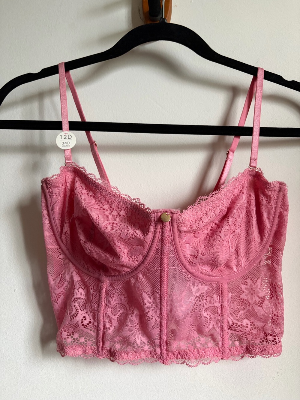 Cotton On Body Pink Lace Longline Unlined Underwire Bra 34D